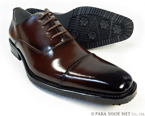 PARASHOE 本革 内羽根ストレートチップ ビジネスシューズ ダーク