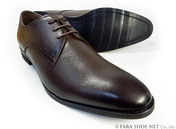 PARASHOE 本革プレーントゥ ビジネスシューズ 濃茶 4E  27.5cm、28cm、28.5cm、29cm、29.5cm、30cm、31cm、32cm【大きいサイズ革靴】(PS1809-DBR)