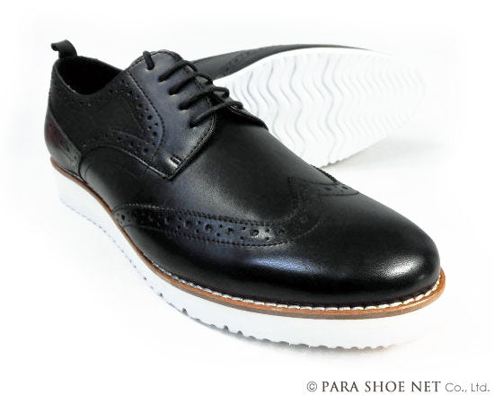 PARASHOE 本革 ウィングチップ ビジネスカジュアルシューズ 厚底白