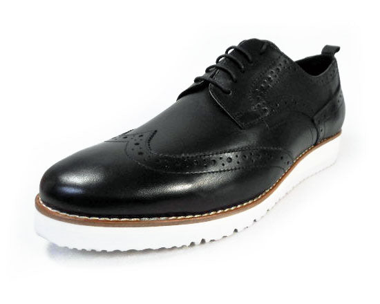 PARASHOE 本革 ウィングチップ ビジネスカジュアルシューズ 厚底白