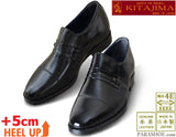 KITAJIMA カンガルー革 フォーマルストレートチップスリッポン シークレットヒールアップ（身長+5cm）ビジネスシューズ黒 4E【小さいサイズ 23.5cm、24cm あり】(MK-KT716)