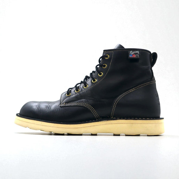 【中古（古着靴）】Danner レースアップブーツ ワークブーツ 27cm Vibramソール ブラック レザー PAULINE D4124