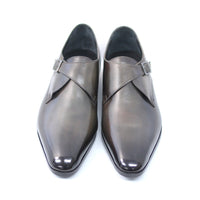 MON MODEL 本革モンクストラップ ビジネスシューズ 手染めアンティーク茶色（パティーヌ カーキブラウン）2E（EE）～3E（EEE）【マッケイ製法・革靴・紳士靴】(MM-2006-KHBR)
