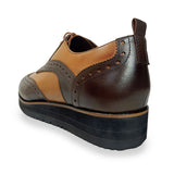 PARASHOE 本革 コンビウィングチップ 厚底ビジネスシューズ（ビジネススニーカー・ドレススニーカー）ワイズ3E 茶×濃茶コンビカラー【メンズ革靴・ビジカジ紳士靴・オフィスカジュアル／大きいサイズ・小さいサイズ対応】(PS-1820-BR)