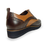 PARASHOE 本革 コンビウィングチップ 厚底ビジネスシューズ（ビジネススニーカー・ドレススニーカー）ワイズ3E 茶×濃茶コンビカラー【メンズ革靴・ビジカジ紳士靴・オフィスカジュアル／大きいサイズ・小さいサイズ対応】(PS-1820-BR)