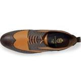 PARASHOE 本革 コンビウィングチップ 厚底ビジネスシューズ（ビジネススニーカー・ドレススニーカー）ワイズ3E 茶×濃茶コンビカラー【メンズ革靴・ビジカジ紳士靴・オフィスカジュアル／大きいサイズ・小さいサイズ対応】(PS-1820-BR)