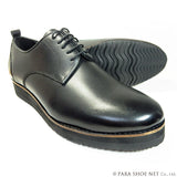 PARASHOE 本革 プレーントゥ 厚底ビジネスシューズ（ビジネススニーカー・ドレススニーカー・ポストマンシューズ）ワイズ3E 黒【メンズ革靴・ビジカジ紳士靴・オフィスカジュアル／大きいサイズ・小さいサイズ対応】(PS-1821-BLK)