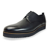 PARASHOE 本革 プレーントゥ 厚底ビジネスシューズ（ビジネススニーカー・ドレススニーカー・ポストマンシューズ）ワイズ3E 黒【メンズ革靴・ビジカジ紳士靴・オフィスカジュアル／大きいサイズ・小さいサイズ対応】(PS-1821-BLK)