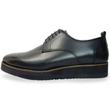 PARASHOE 本革 プレーントゥ 厚底ビジネスシューズ（ビジネススニーカー・ドレススニーカー・ポストマンシューズ）ワイズ3E 黒【メンズ革靴・ビジカジ紳士靴・オフィスカジュアル／大きいサイズ・小さいサイズ対応】(PS-1821-BLK)