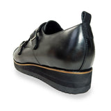 PARASHOE 本革 ダブルモンクストラップ 厚底ビジネスシューズ（ビジネススニーカー・ドレススニーカー）ワイズ3E 黒【メンズ革靴・ビジカジ紳士靴・オフィスカジュアル／大きいサイズ・小さいサイズ対応】(PS-1823-BLK)