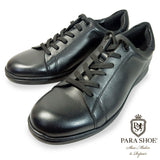 PARASHOE 本革 レザースニーカー ワイズ幅広3E（EEE）～4E（EEEE）黒（ブラック） 【メンズ革靴・カジュアルシューズ・ビジネスカジュアル（ビジカジ）紳士靴・ドレススニーカー・ビジネススニーカー・オフィスカジュアル／大きいサイズ（ビッグサイズ）27.5cm、28cm、29cm、30cm あり】(PS-2701-BLK)