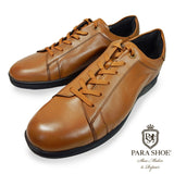 PARASHOE 本革 レザースニーカー ワイズ幅広3E（EEE）～4E（EEEE）茶色（ブラウン）【メンズ革靴・カジュアルシューズ・ビジネスカジュアル（ビジカジ）紳士靴・ドレススニーカー・ビジネススニーカー・オフィスカジュアル／大きいサイズ（ビッグサイズ）27.5cm、28cm、29cm、30cm あり】(PS-2701-BRN)