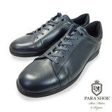 PARASHOE 本革 レザースニーカー ワイズ幅広3E（EEE）～4E（EEEE）ネイビー（紺色）【メンズ革靴・カジュアルシューズ・ビジネスカジュアル（ビジカジ）紳士靴・ドレススニーカー・ビジネススニーカー・オフィスカジュアル／大きいサイズ（ビッグサイズ）27.5cm、28cm、29cm、30cm あり】(PS-2701-NV)