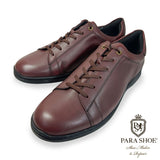 PARASHOE 本革 レザースニーカー ワイズ幅広3E（EEE）～4E（EEEE）ワイン（バーガンディ・赤茶色） 【メンズ革靴・カジュアルシューズ・ビジネスカジュアル（ビジカジ）紳士靴・ドレススニーカー・ビジネススニーカー・オフィスカジュアル／大きいサイズ（ビッグサイズ）27.5cm、28cm、29cm、30cm あり】(PS-2701-WIN)