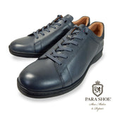 【SALE】PARASHOE 本革 レザースニーカー ワイズ幅広3E（EEE）～4E（EEEE）ネイビー（紺色）メッシュライニング 【メンズ革靴・カジュアルシューズ・ビジネスカジュアル（ビジカジ）紳士靴・ドレススニーカー・ビジネススニーカー・オフィスカジュアル】(PS-2701BG-NV)