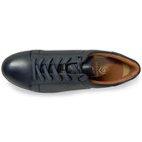 【SALE】PARASHOE 本革 レザースニーカー ワイズ幅広3E（EEE）～4E（EEEE）ネイビー（紺色）メッシュライニング 【メンズ革靴・カジュアルシューズ・ビジネスカジュアル（ビジカジ）紳士靴・ドレススニーカー・ビジネススニーカー・オフィスカジュアル】(PS-2701BG-NV)