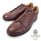 【SALE】PARASHOE 本革 レザースニーカー ワイズ幅広3E（EEE）～4E（EEEE）ワイン（バーガンディ・赤茶色）メッシュライニング 【メンズ革靴・カジュアルシューズ・ビジネスカジュアル（ビジカジ）紳士靴・ドレススニーカー・ビジネススニーカー・オフィスカジュアル】(PS-2701BG-WIN)