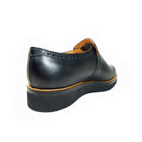 PARASHOE ハンドメイド（マッケイ製法）本革 メダリオン ヴァンプスリッポン 厚底ビジネスカジュアルシューズ 黒 幅広甲高5E（Fワイズ）24cm～28cm (PSY-1013C-BLK)