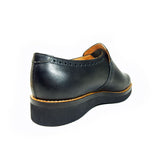 PARASHOE ハンドメイド（マッケイ製法）本革 メダリオン ヴァンプスリッポン 厚底ビジネスカジュアルシューズ 黒 幅広甲高5E（Fワイズ）24cm～28cm (PSY-1013C-BLK)