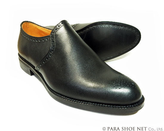 PARASHOE（パラシュー）ハンドメイド（マッケイ製法）本革 メダリオン ヴァンプスリッポン ビジネスシューズ 黒 3E 22cm～32cm【メンズ革靴・日本製】（PSY-1012M-BLK）