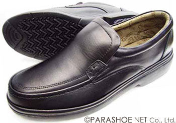 THREE COUNTRY 本革 プレーンスリップオン ビジネスシューズ 黒 ワイズ4E（EEEE）27.5cm、28cm【大きいサイズ（ビッグサイズ）革靴・紳士靴】（2608K-BLK）