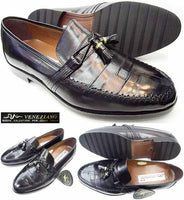 VENEZIANO カンガルー革 タッセルスリップオン ビジネスシューズ 黒 ワイズ3E（EEE）【革靴・紳士靴・小さいサイズ（スモールサイズ）24cm（24.0cm）あり】(ve3150-blk)