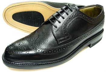 TUFF British Classic 本革底 ウィングチップ ビジネスシューズ（型押）黒 3E（EEE）【グッドイヤーウェルト製法・日本製・革靴/小さいサイズ24cmあり】(5154-blk)