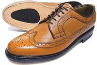 TUFF British Classic 本革底 ウィングチップ ビジネスシューズ（型押）茶色 3E（EEE）27.5cm 28cm 29cm【大きいサイズ（ビッグサイズ）革靴】(5154k-br)