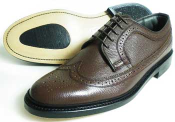 TUFF British Classic 本革底 ウィングチップ ビジネスシューズ（型押）濃茶 3E（EEE）27.5cm 28cm 29cm【大きいサイズ（ビッグサイズ）革靴】(5154k-dbr)