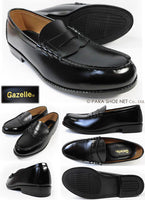 Gazelle コインローファー 黒 4E（※28.0cmは3E）28cm、29cm、30cm【大きいサイズ（ビッグサイズ）学生ローファー（通学靴）ビジネスシューズ・紳士靴】(650k-blk)