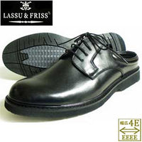 LASSU＆FRISS プレーントゥ ビジネススリッパ/ビジネスサンダル 幅広4E（EEEE）通気底 黒［メンズ 紳士靴／大きいサイズ 27.5cm、28cm（28.0cm）あり］(855-BLK)