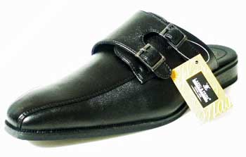 LASSU＆FRISS ダブルモンクストラップ ビジネススリッパ（ビジネスサンダル）黒［メンズ・革靴・紳士靴］ (MS945-BLK)
