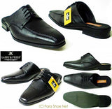LASSU＆FRISS スワールモカ ビジネススリッパ（ビジネスサンダル）黒［メンズ・革靴・紳士靴］ (MS947-BLK)