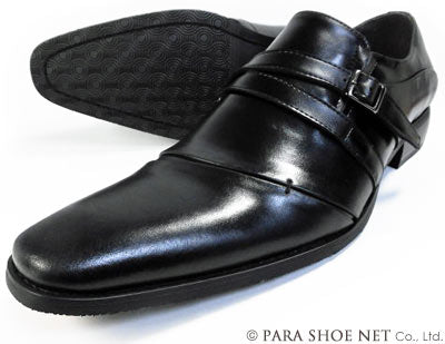 PREMIUM RECOVA 本革 ストラップスリッポン ビジネスシューズ 黒