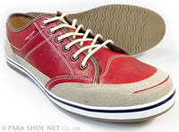 AMERICANINO（EDWIN）レザースニーカー カジュアルシューズ レッド（赤色）ワイズ3E（EEE）27.5cm、28cm、29cm、30cm【大きいサイズ 紳士靴】(ae827red)