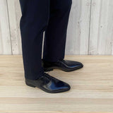 MON MODEL 本革 ホールカット（ワンピース）ビジネスシューズ 手染めアンティーク黒（パティーヌ ブラック）2E（EE）～3E（EEE）【マッケイ製法・革靴・紳士靴】(MM-2001-BLK)