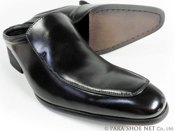 LASSU＆FRISS 本革 ヴァンプ ビジネスサンダル（ビジネススリッパ）黒［革靴・紳士靴／大きいサイズ（ビッグサイズ）27.5cm、28cm、28.5cm あり］ (918-BL)
