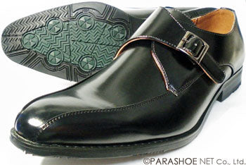 S-MAKE モンクストラップ ビジネスシューズ 防滑ソール 黒 ワイズ3E(EEE) 27.5cm、28cm、29cm、30cm【大きいサイズ（ビッグサイズ）紳士靴】 (pns1212k-blk)
