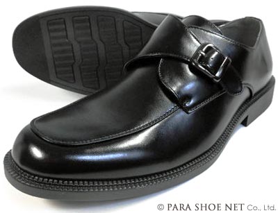 S-MAKE モンクストラップ ビジネスシューズ 黒 ワイズ3E（EEE）幅広タイプ 27.5cm、28cm、29cm、30cm【大きいサイズ（ビッグサイズ）メンズ紳士靴】(PNS1252-BLK)