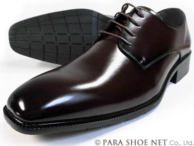 S-MAKE プレーントゥ ビジネスシューズ 濃茶 ワイズ3E（EEE）27.5cm、28cm、29cm、30cm【大きいサイズ（ビッグサイズ）メンズ紳士靴】(PNS-1103-DBR)