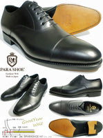 PARASHOE 革底（レザーソール）内羽根ストレートチップ（キャップトゥ）ビジネスシューズ 黒 ワイズ2E（EE）サイズ22cm～32cm 【メンズ・革靴・紳士靴】(PS-1101-blk)