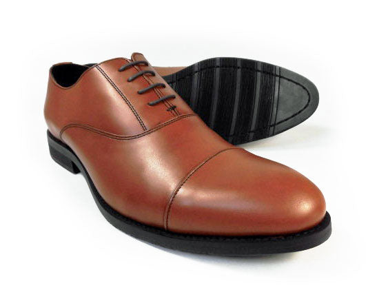 PARASHOE 本革 内羽根ストレートチップ（キャップトゥ）ビジネスシューズ 茶色（ブラウン）ワイズ3E（EEE）【マッケイ製法・メンズ革靴・紳士靴】 (PS-13000-BRN)