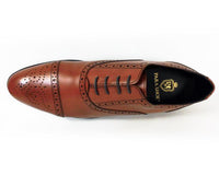 PARASHOE 本革 内羽根セミブローグ ビジネスシューズ 茶色（ブラウン）ワイズ3E（EEE）【マッケイ製法・メンズ革靴・紳士靴】 (PS-13004-BRN)