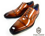 PARASHOE 本革 内羽根ストレートチップ ビジネスシューズ 茶色 3E（EEE）23cm、23.5cm、24cm【小さいサイズ（スモールサイズ）革靴・紳士靴】（ps16101-br）