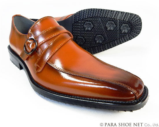 PARASHOE 本革 ストラップヴァンプスリッポン ビジネスシューズ 茶色 3E（EEE）23cm、23.5cm、24cm【小さいサイズ（スモールサイズ）革靴・紳士靴】（ps16103-br）