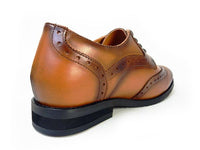 PARASHOE 本革 ウィングチップ シークレットヒールアップ ビジネスシューズ 茶色 3E 22cm、22.5cm、23cm、23.5cm、24cm【小さいサイズ 革靴】（PS1707S-BR）