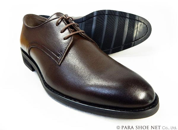 PARASHOE 本革プレーントゥ ビジネスシューズ 濃茶 3E（EEE）22cm、22.5cm、23cm、23.5cm、24cm【小さいサイズ（スモールサイズ）革靴・紳士靴】(PS1800-DBR)