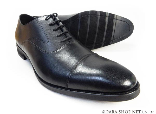 PARASHOE 本革 内羽根ストレートチップ ビジネスシューズ 黒 ワイズ4E