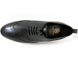 PARASHOE 本革 ウィングチップ ビジネスカジュアルシューズ 厚底白ソール 3E（EEE）黒 22cm～32cm【メンズ革靴・紳士靴／大きいサイズ、小さいサイズあり】（PS-1810-BLK）