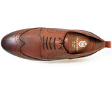 PARASHOE 本革 ウィングチップ ビジネスカジュアルシューズ 厚底白ソール 3E（EEE）茶色 22cm～32cm【メンズ革靴・紳士靴／大きいサイズ、小さいサイズあり】（PS-1810-BR）